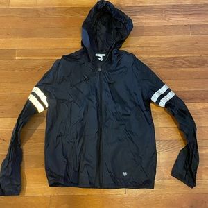 Forever 21 wind breaker jacket black hood L reflectors